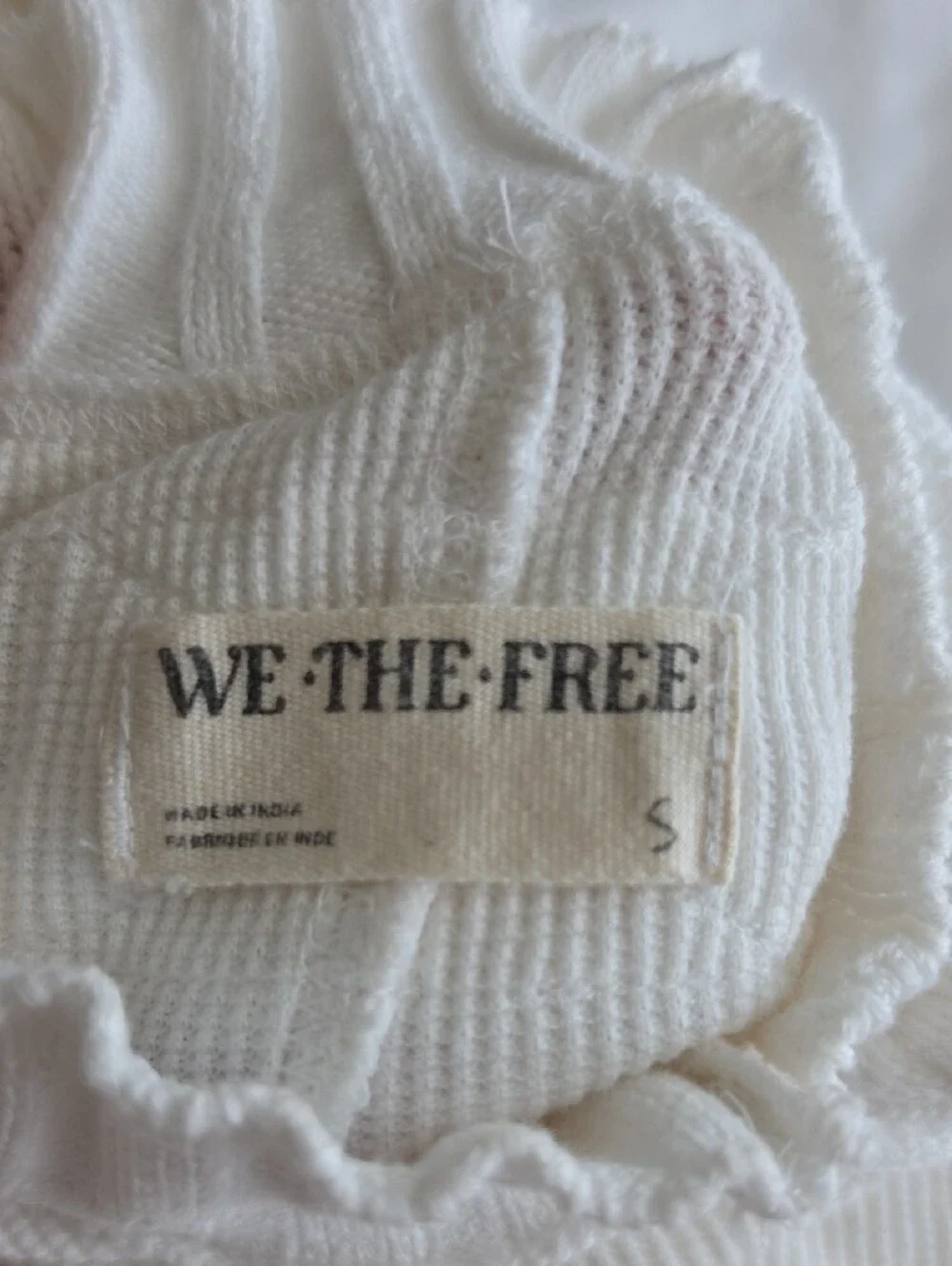 WE THE FREE FREE PEOPLE | Breezy Swit Ribbed Mock Neck Top White Cotton | S